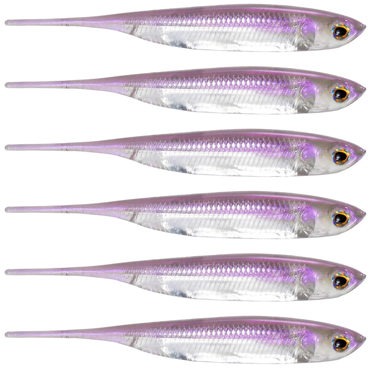 Dr.Fish 6pcs Fishing Soft Plastic Lures Saltwater Needle Tail Silicone Soft Bait Shad Worm Bait Swimbaits Bass Trout 80mm