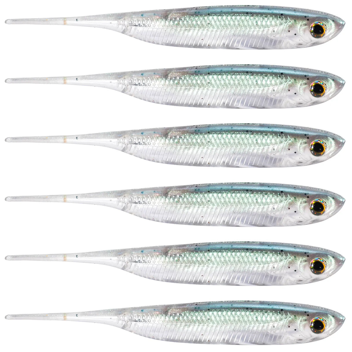 Dr.Fish 6pcs Fishing Soft Plastic Lures Saltwater Needle Tail Silicone Soft Bait Shad Worm Bait Swimbaits Bass Trout 80mm