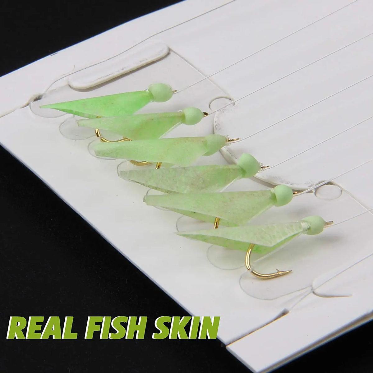 10/20/30PCS Fishing Rigs Saltwater Lures Bait Rigs Luminous Fishing Bait Rigs Real Fish Skin Sea Rigs with Hooks Swivels