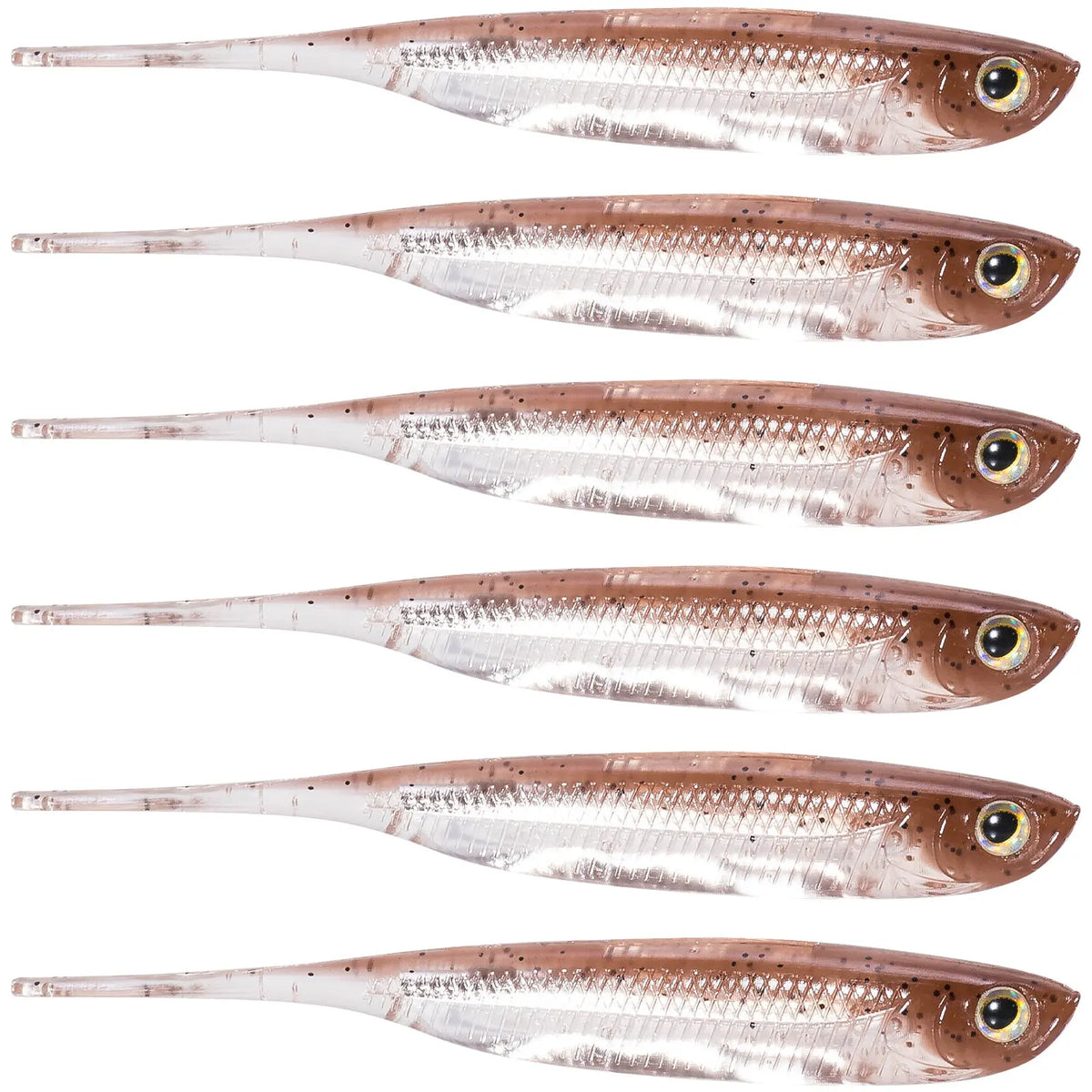 Dr.Fish 6pcs Fishing Soft Plastic Lures Saltwater Needle Tail Silicone Soft Bait Shad Worm Bait Swimbaits Bass Trout 80mm