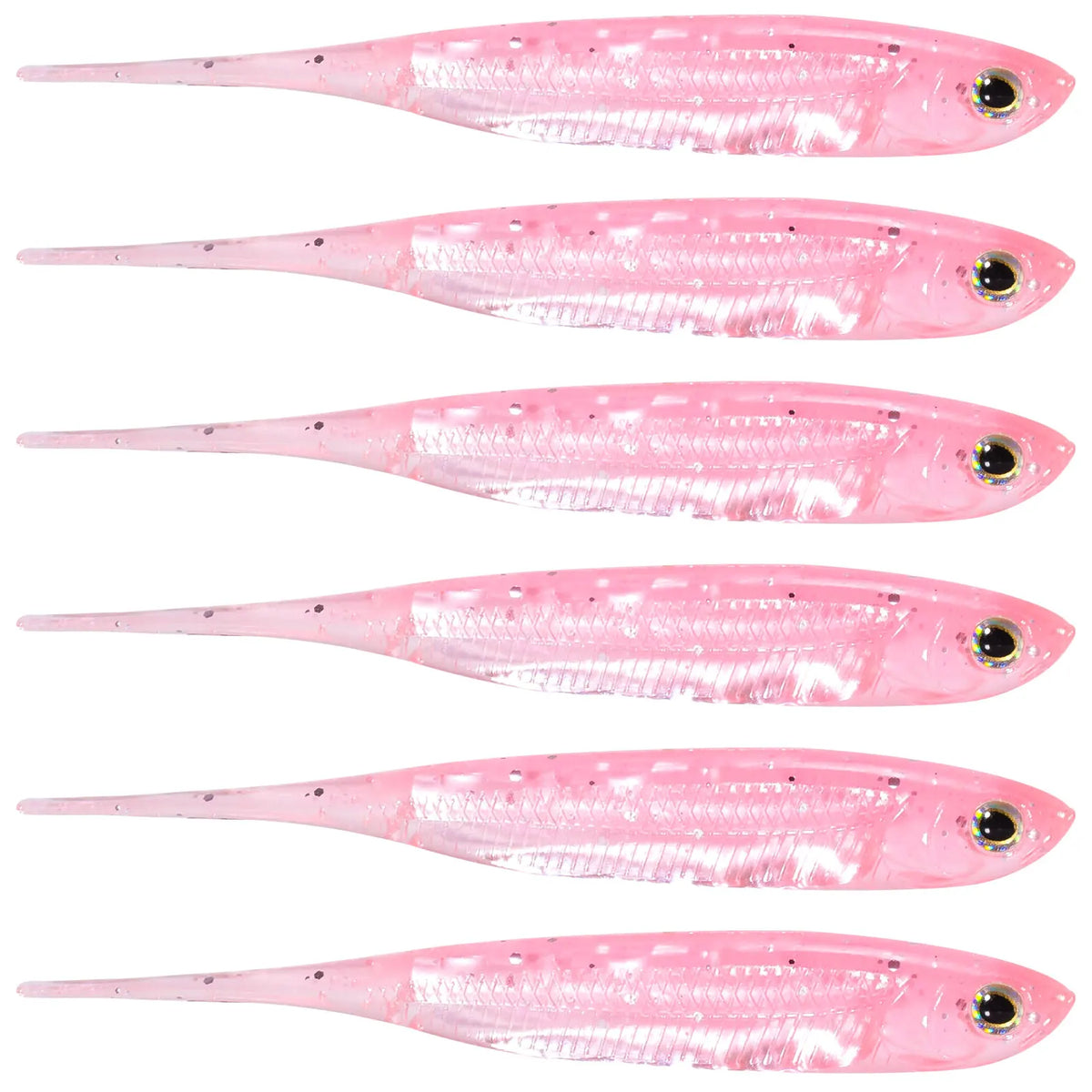 Dr.Fish 6pcs Fishing Soft Plastic Lures Saltwater Needle Tail Silicone Soft Bait Shad Worm Bait Swimbaits Bass Trout 80mm