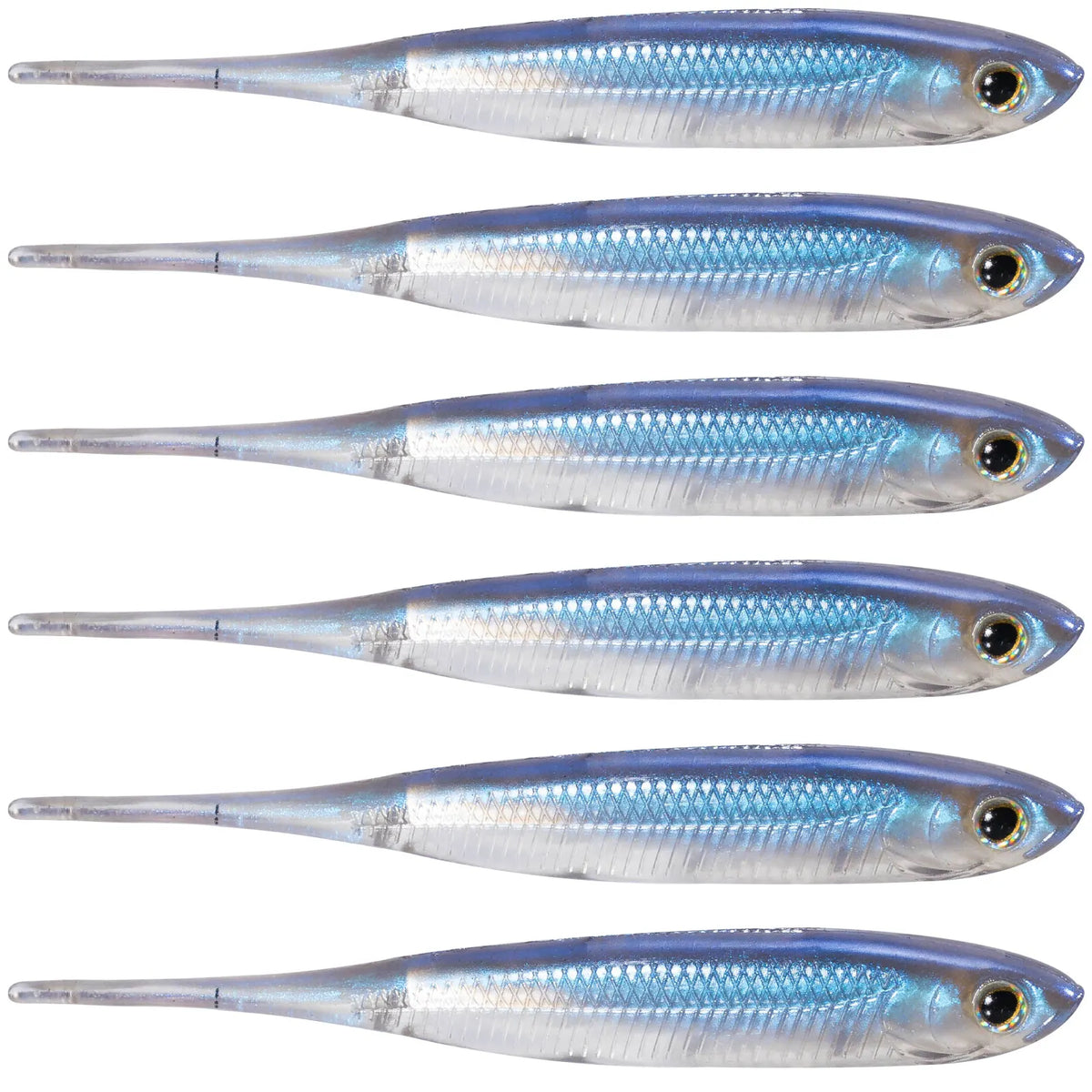 Dr.Fish 6pcs Fishing Soft Plastic Lures Saltwater Needle Tail Silicone Soft Bait Shad Worm Bait Swimbaits Bass Trout 80mm