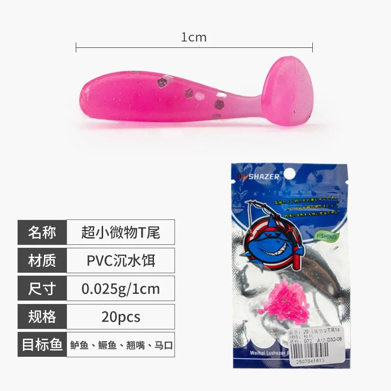 soft bait new whitebait 1cm/20pcs fishing lures sinking tremor bait Soft Fishing Lure Fishy Worms lure T Tail