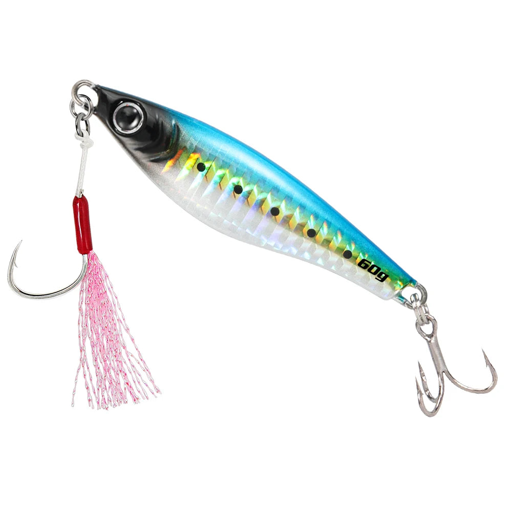 JIGGING PRO JUGULO Micro Wide Casting Metal Jig 20g 30g 40g 60g Slow Jigging Lure Salterwater Inshore Artificial Bait With Hook