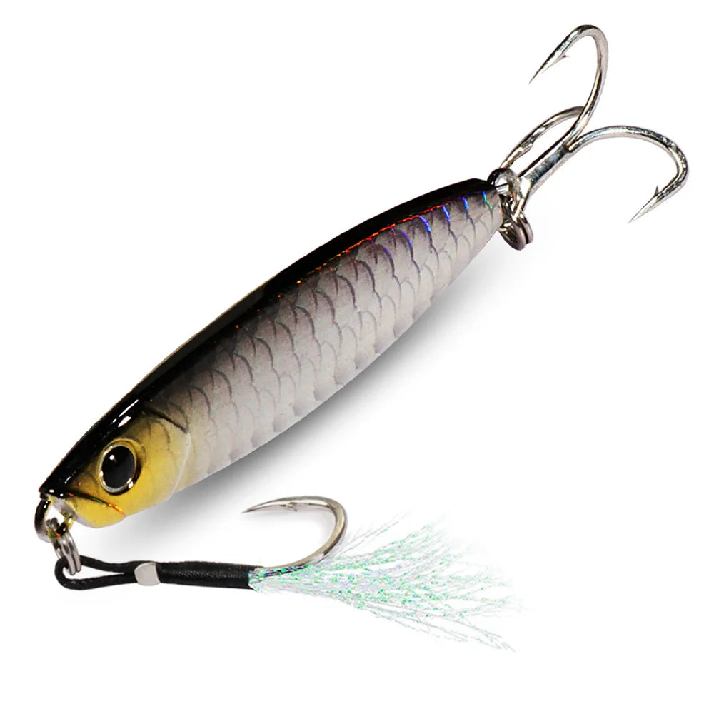 Metal Fishing Lure 10g 15g 20g Shore Cast Hook Swimbait Spoon Jig Artificial Bait Laser Cover Pike Trout Pesca Spinning Tackle