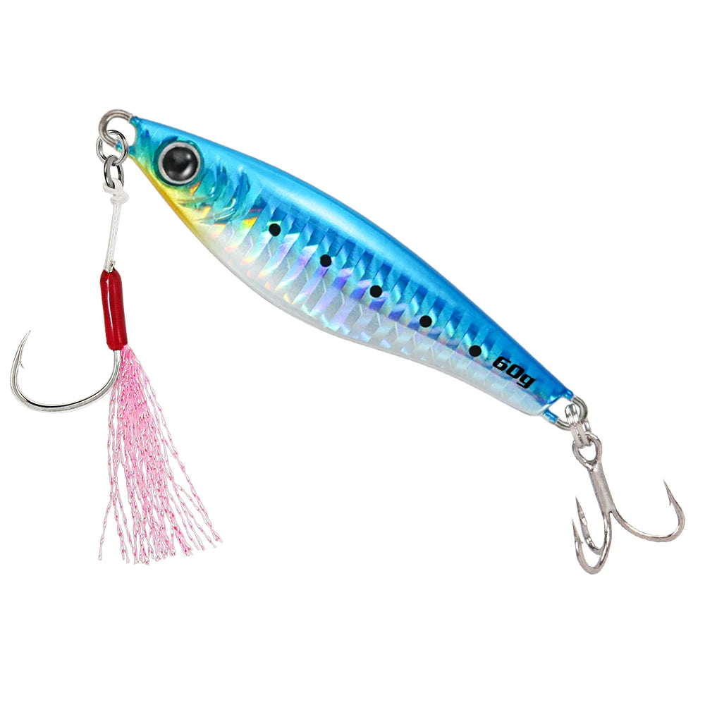 JIGGING PRO JUGULO Micro Wide Casting Metal Jig 20g 30g 40g 60g Slow Jigging Lure Salterwater Inshore Artificial Bait With Hook