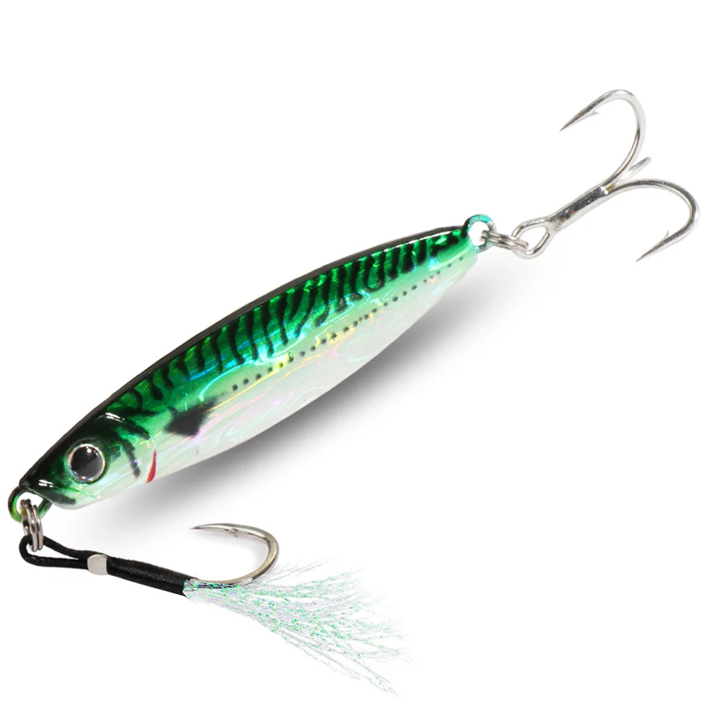 Metal Fishing Lure 10g 15g 20g Shore Cast Hook Swimbait Spoon Jig Artificial Bait Laser Cover Pike Trout Pesca Spinning Tackle