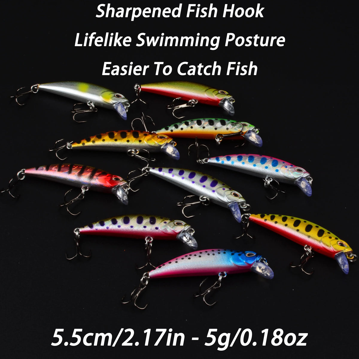 15PCS Minnow Fishing Lure 3D Eyes 50mm 5g Plastic Hard Bait Artificial Lures Wobbler Crankbait Winter Sea Fishing Bass Tackle
