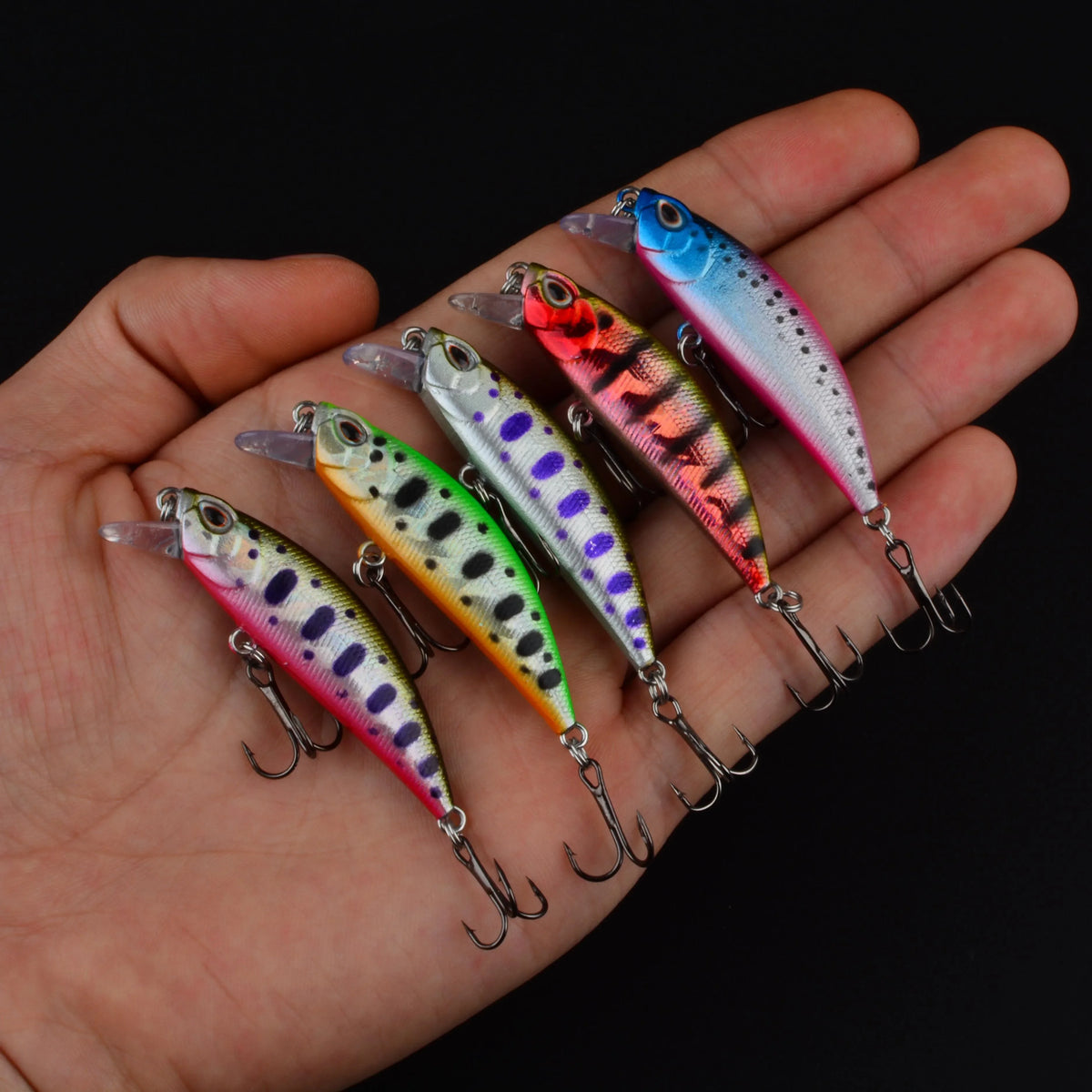 15PCS Minnow Fishing Lure 3D Eyes 50mm 5g Plastic Hard Bait Artificial Lures Wobbler Crankbait Winter Sea Fishing Bass Tackle
