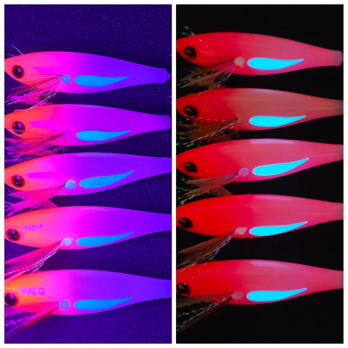 Horizontal Squid Lure Fishing, Luminous Squid Lure Tackle Bag, Wood Shrimp Bait, Artificial Baits for Squid, Octopus, and Cuttle