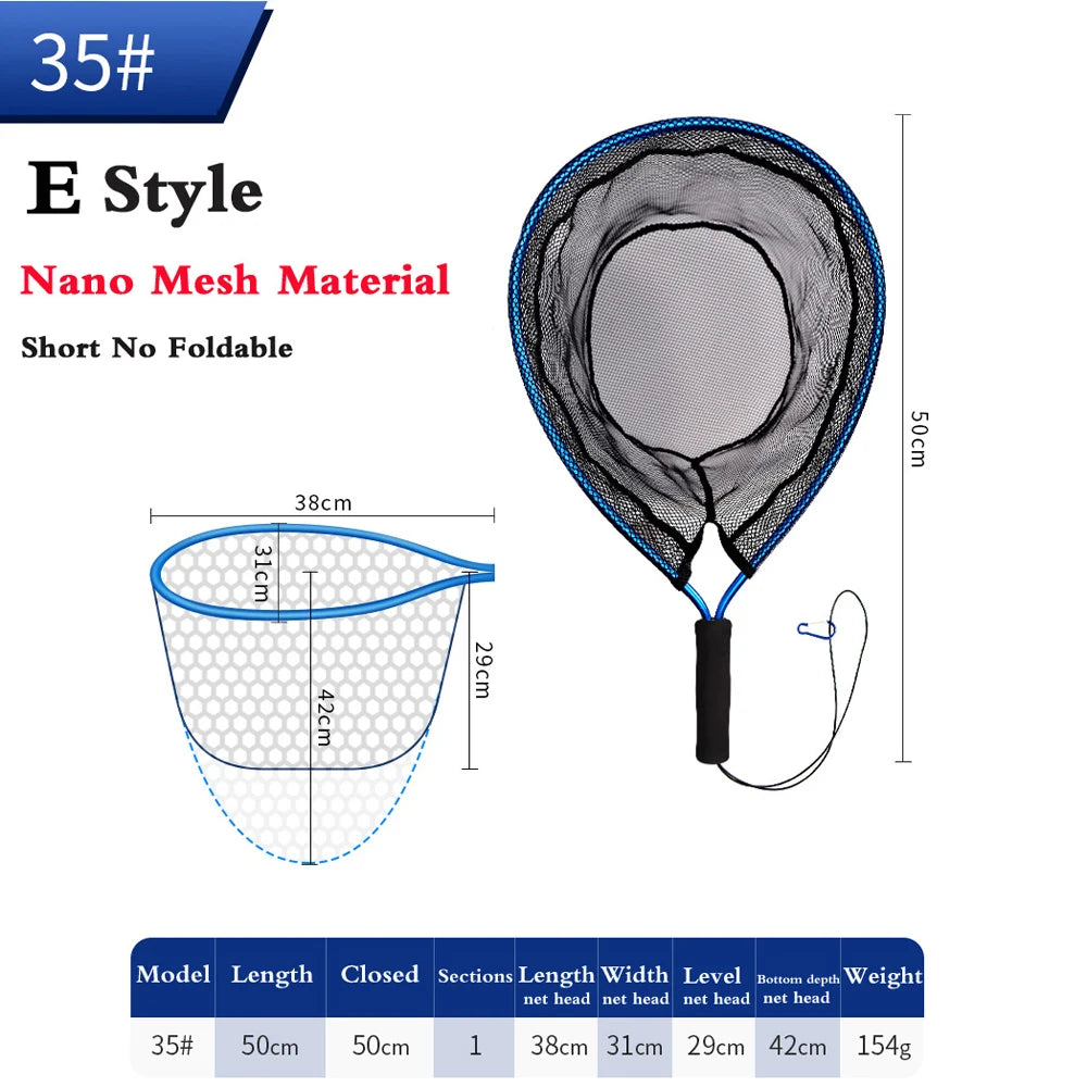 Folding Fly Fishing Net Keepnet Portable Landing Net with Handle Trout Network Fishing Mesh Fishing Tool for Outdoor Stream Tool