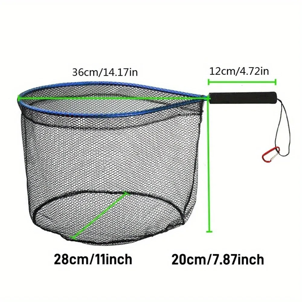 Folding Fly Fishing Net Keepnet Portable Landing Net with Handle Trout Network Fishing Mesh Fishing Tool for Outdoor Stream Tool