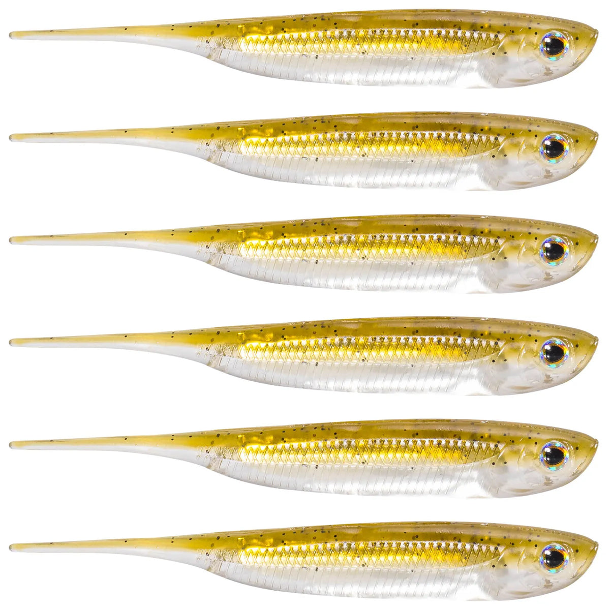 Dr.Fish 6pcs Fishing Soft Plastic Lures Saltwater Needle Tail Silicone Soft Bait Shad Worm Bait Swimbaits Bass Trout 80mm