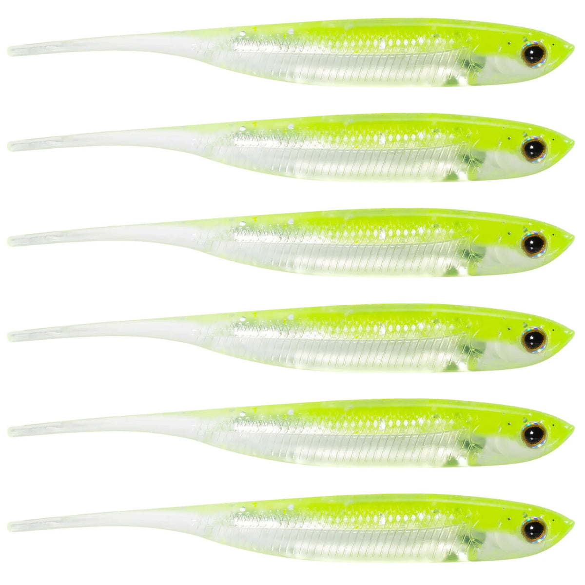 Dr.Fish 6pcs Fishing Soft Plastic Lures Saltwater Needle Tail Silicone Soft Bait Shad Worm Bait Swimbaits Bass Trout 80mm