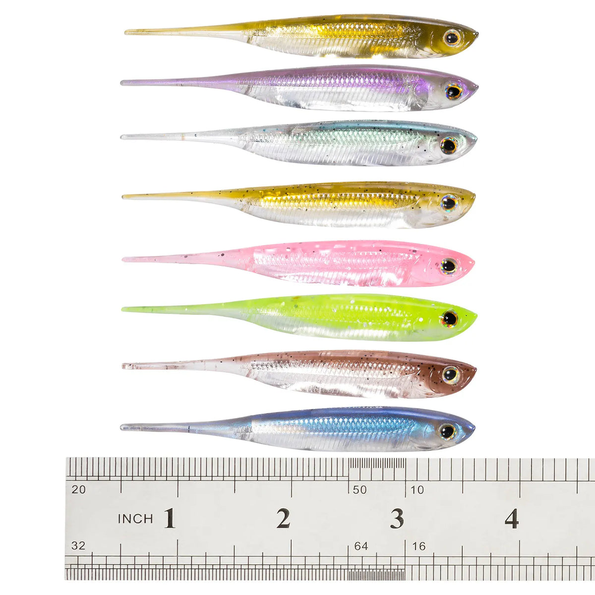Dr.Fish 6pcs Fishing Soft Plastic Lures Saltwater Needle Tail Silicone Soft Bait Shad Worm Bait Swimbaits Bass Trout 80mm