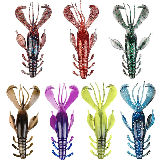 TAIYU-Soft Plastic Fishing Lure, Topwater Floating Shrimp, Lobster, Saltwater, Active Crayfish for Weedless Rigs, 4Pc Set