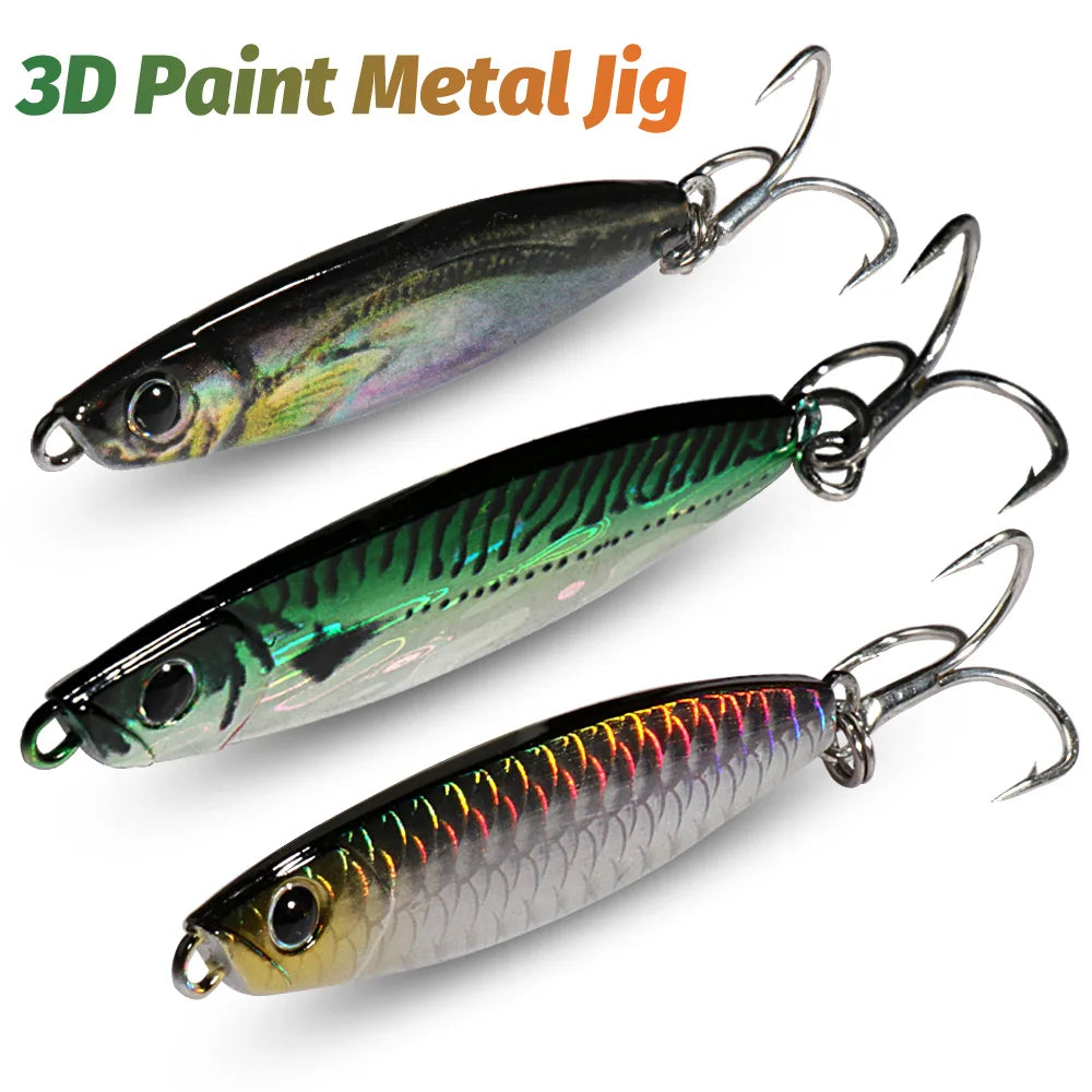Metal Fishing Lure 10g 15g 20g Shore Cast Hook Swimbait Spoon Jig Arti ...