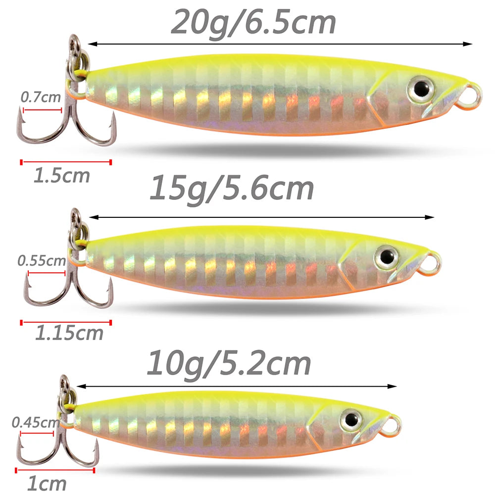 Metal Fishing Lure 10g 15g 20g Shore Cast Hook Swimbait Spoon Jig Artificial Bait Laser Cover Pike Trout Pesca Spinning Tackle
