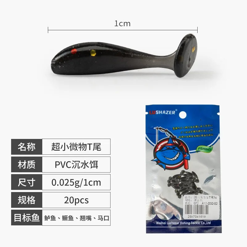 soft bait new whitebait 1cm/20pcs fishing lures sinking tremor bait Soft Fishing Lure Fishy Worms lure T Tail