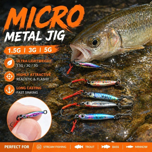 Micro Casting Jig Lures 1.5g 3g 5g Compact Metal Bait for Creek River Pond Fishing Targeting Chub Minnow Trout and Perch Angler