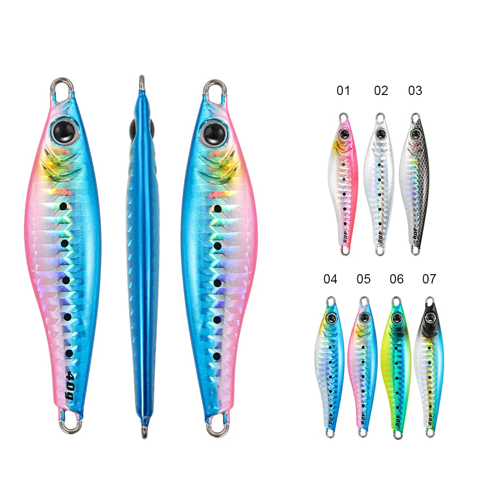 JIGGING PRO JUGULO Micro Wide Casting Metal Jig 20g 30g 40g 60g Slow Jigging Lure Salterwater Inshore Artificial Bait With Hook