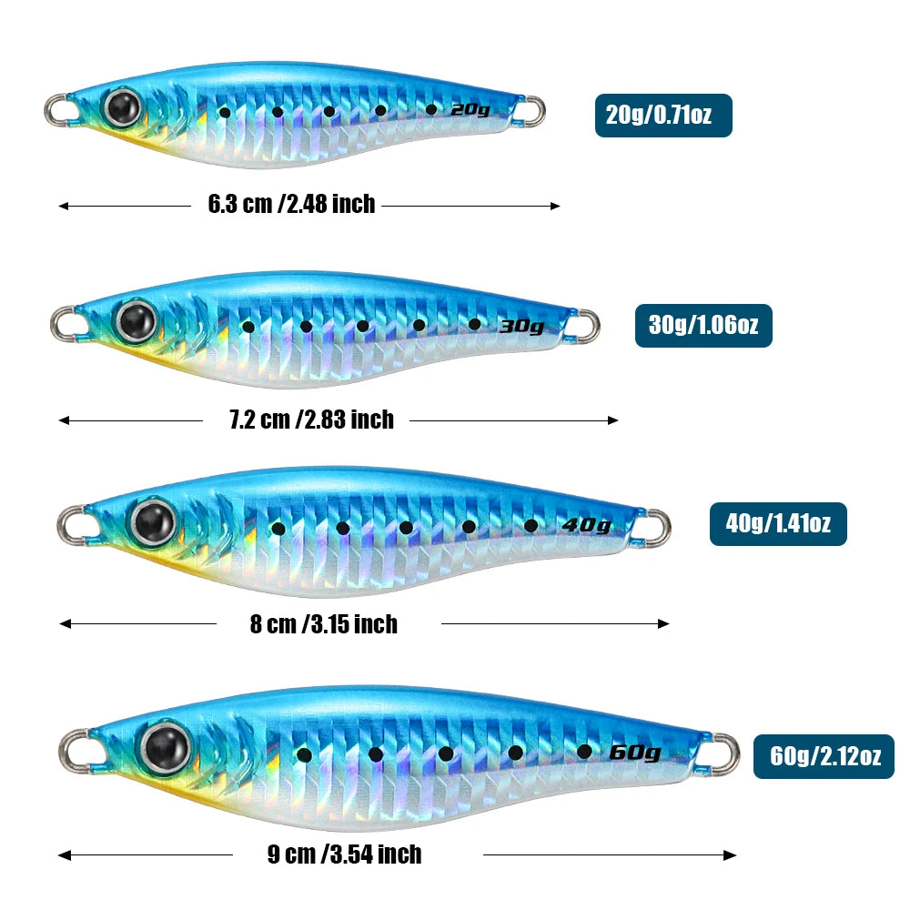 JIGGING PRO JUGULO Micro Wide Casting Metal Jig 20g 30g 40g 60g Slow Jigging Lure Salterwater Inshore Artificial Bait With Hook