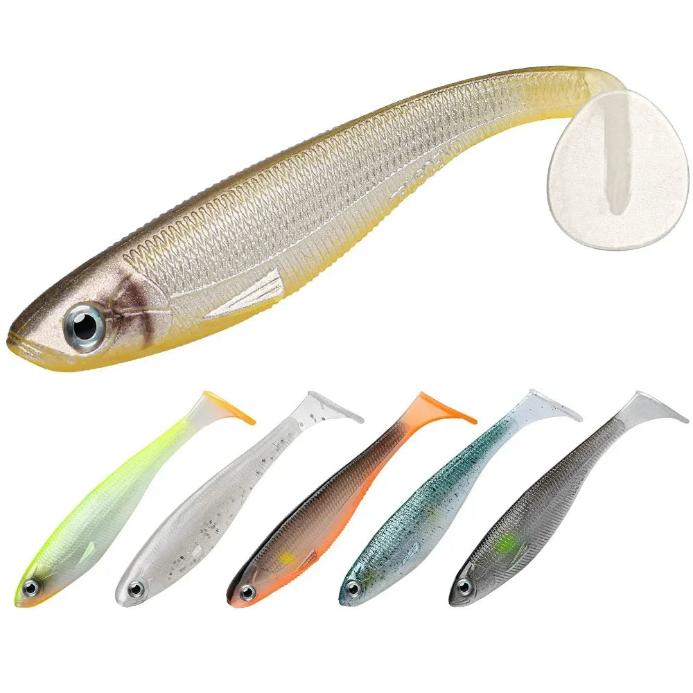 12pcs Fishing Bait T-tail Artificial Soft Fishing Lures Wobblers Fishing Soft Lures Silicone Shad Worm Bass Baits 3d eyes