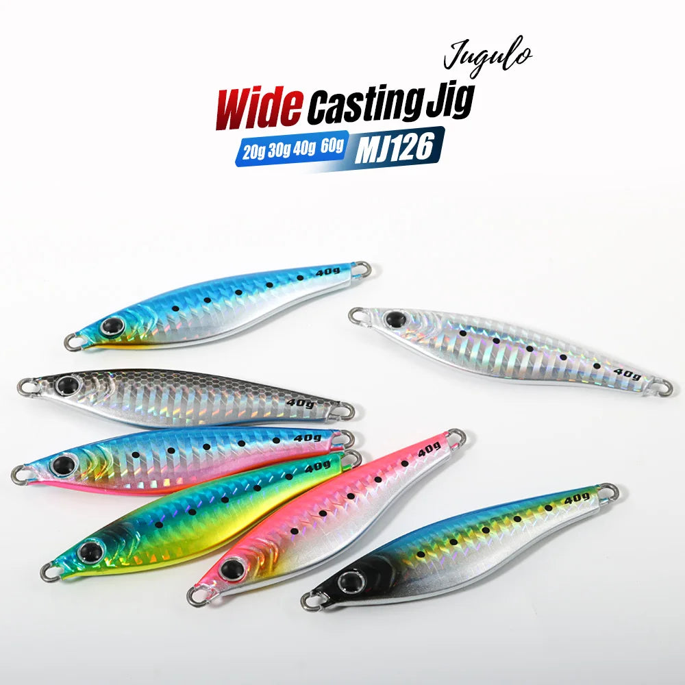JIGGING PRO JUGULO Micro Wide Casting Metal Jig 20g 30g 40g 60g Slow Jigging Lure Salterwater Inshore Artificial Bait With Hook