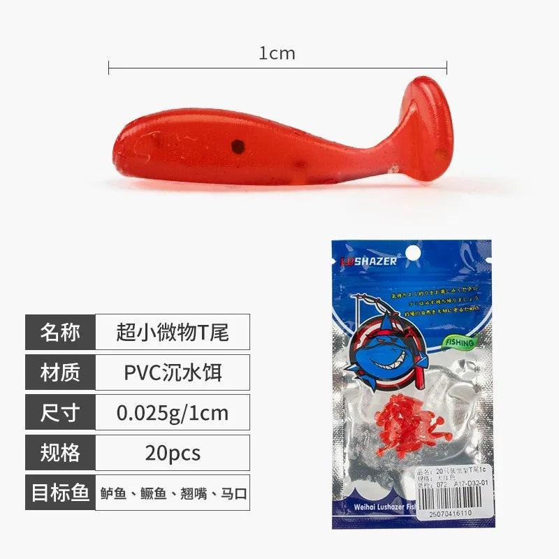 soft bait new whitebait 1cm/20pcs fishing lures sinking tremor bait Soft Fishing Lure Fishy Worms lure T Tail
