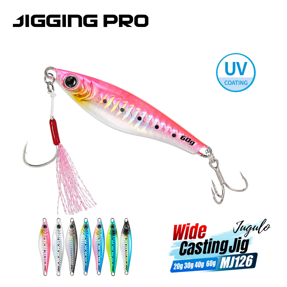 JIGGING PRO JUGULO Micro Wide Casting Metal Jig 20g 30g 40g 60g Slow Jigging Lure Salterwater Inshore Artificial Bait With Hook