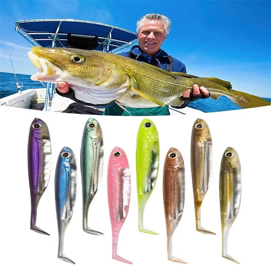 5Pcs Fishing Soft Plastic Lures Silicone Bait Paddle Tail Shad Worm Swimbaits Freshwater Bass Trout  100mm